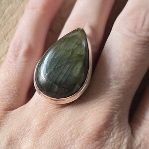 Large Sterling Silver Labrodorite Ring